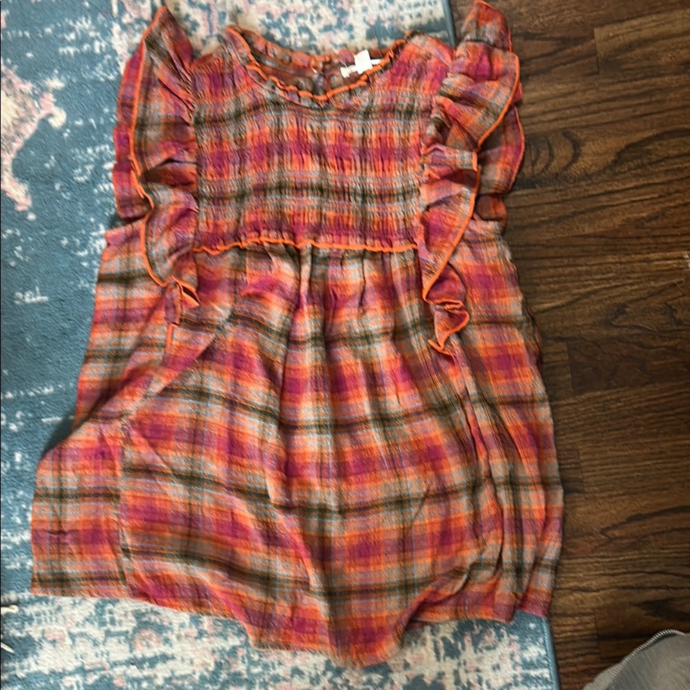 beachlunchlounge Pink and Orange Ruffle Blouse